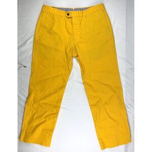 Sid Mashburn Mens 36 Duck Canvas Cotton Button Fly Chino Pants Yellow Preppy Cas